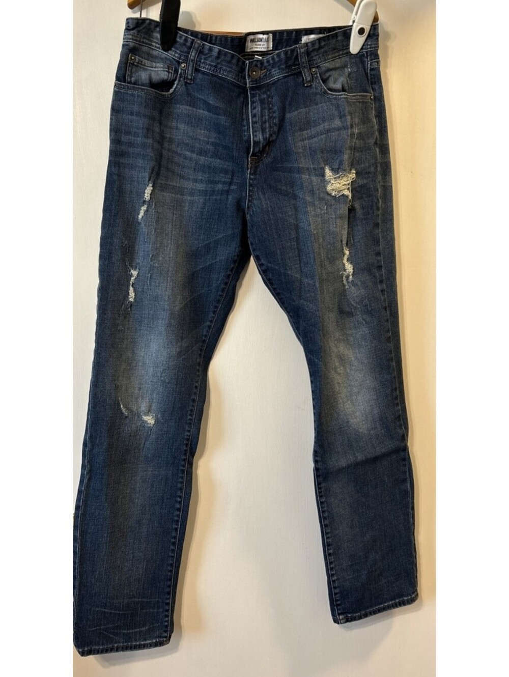 William Rast Hixon Striaght Jeans Mens 36x32 Medium Wash Distressed